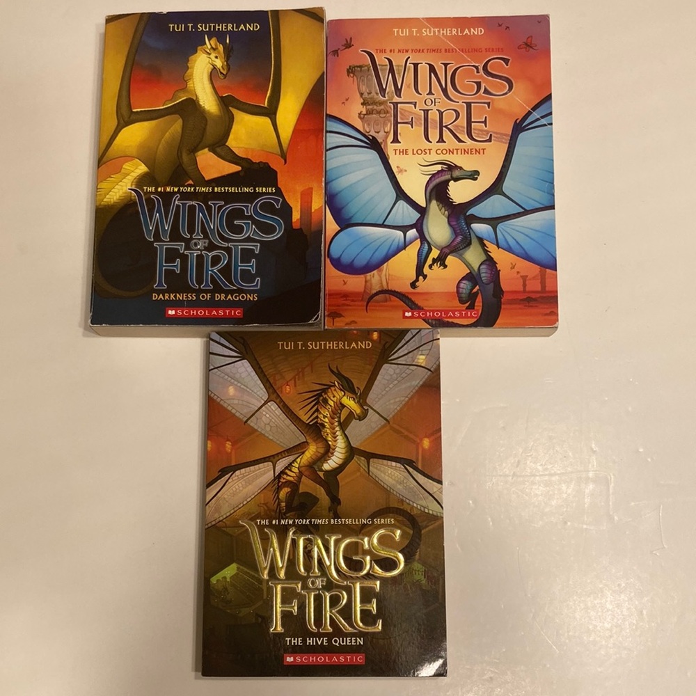 Wings Of Fire books 10, 11, and 12.
